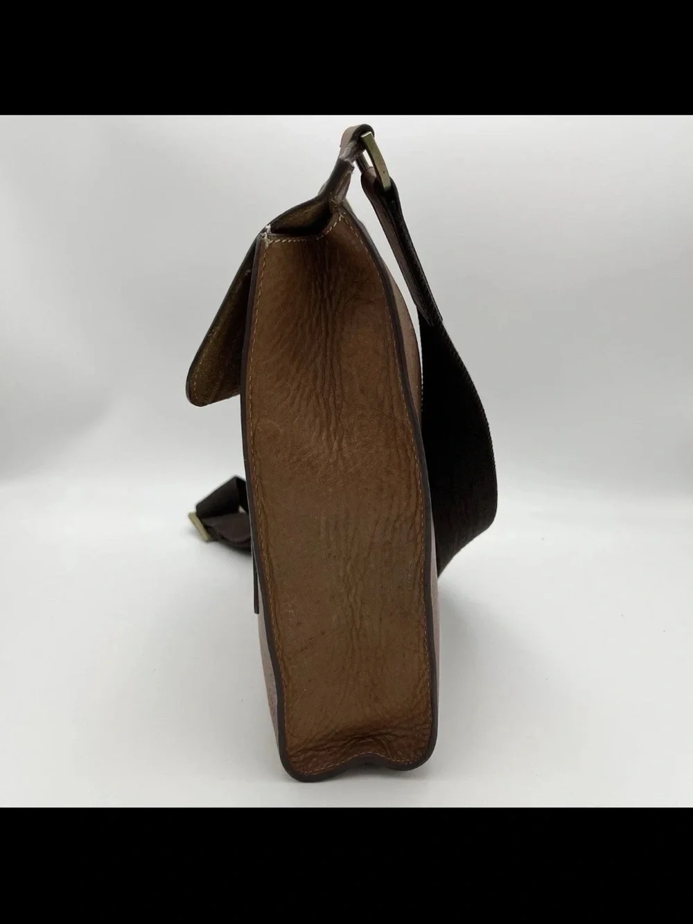 Mulberry Brown Leather Messenger Bag with Dark Brown Strap